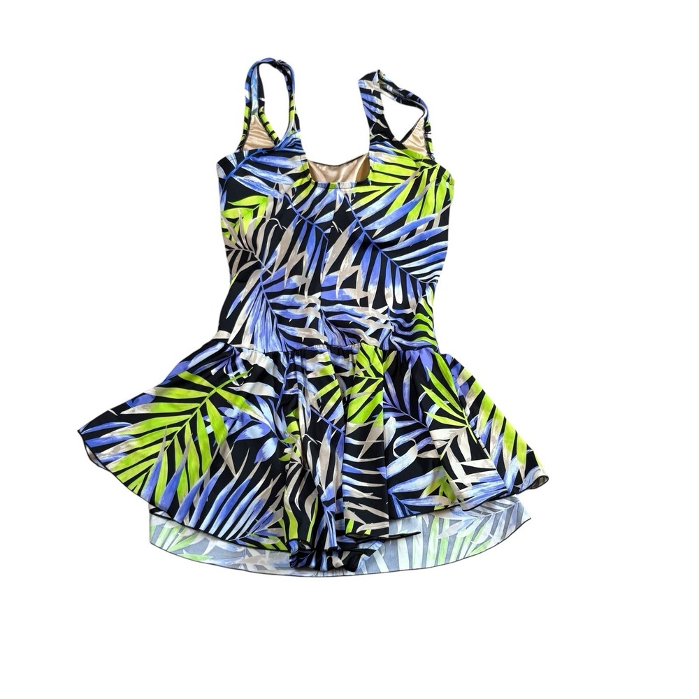 Ayul Women's Size 14 One Piece Bathing Padded Cups Bra Suit Black Green Lavender - Picture 6 of 6